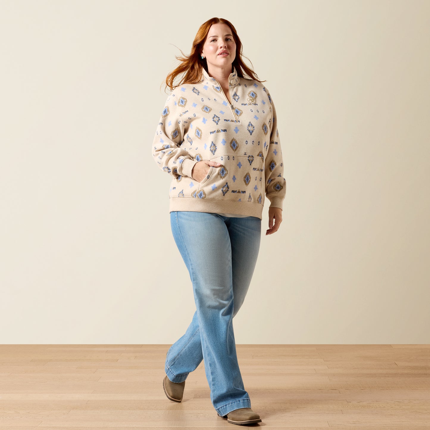 Sapphire 1/2 Zip Sweatshirt - Oatmeal Heather