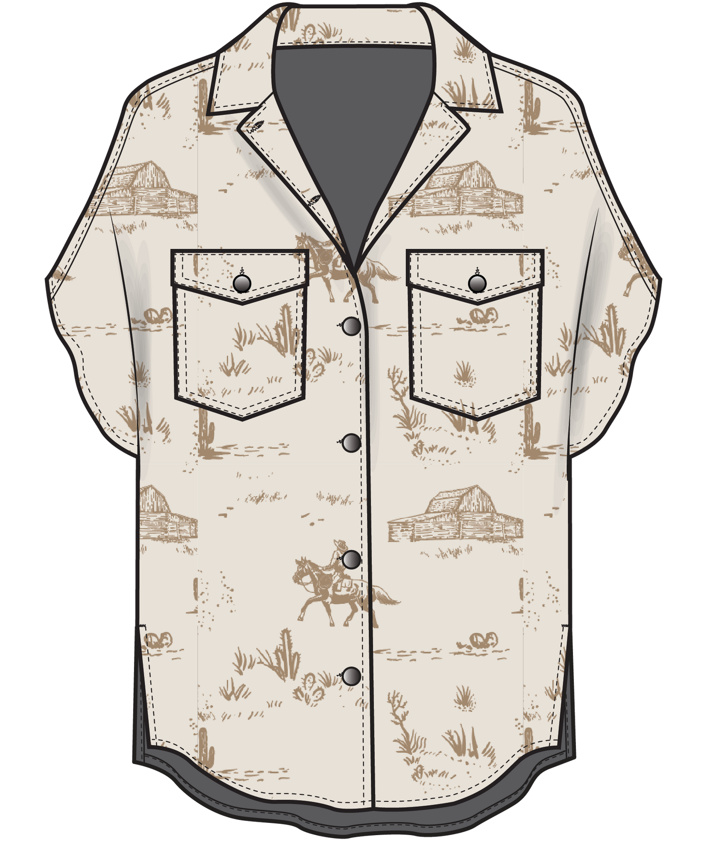Badlands Western Shirt - Turtledove Ranchscape