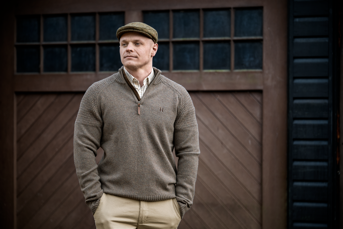 Vincent Merino Half Zip Pullover - Dark Sand
