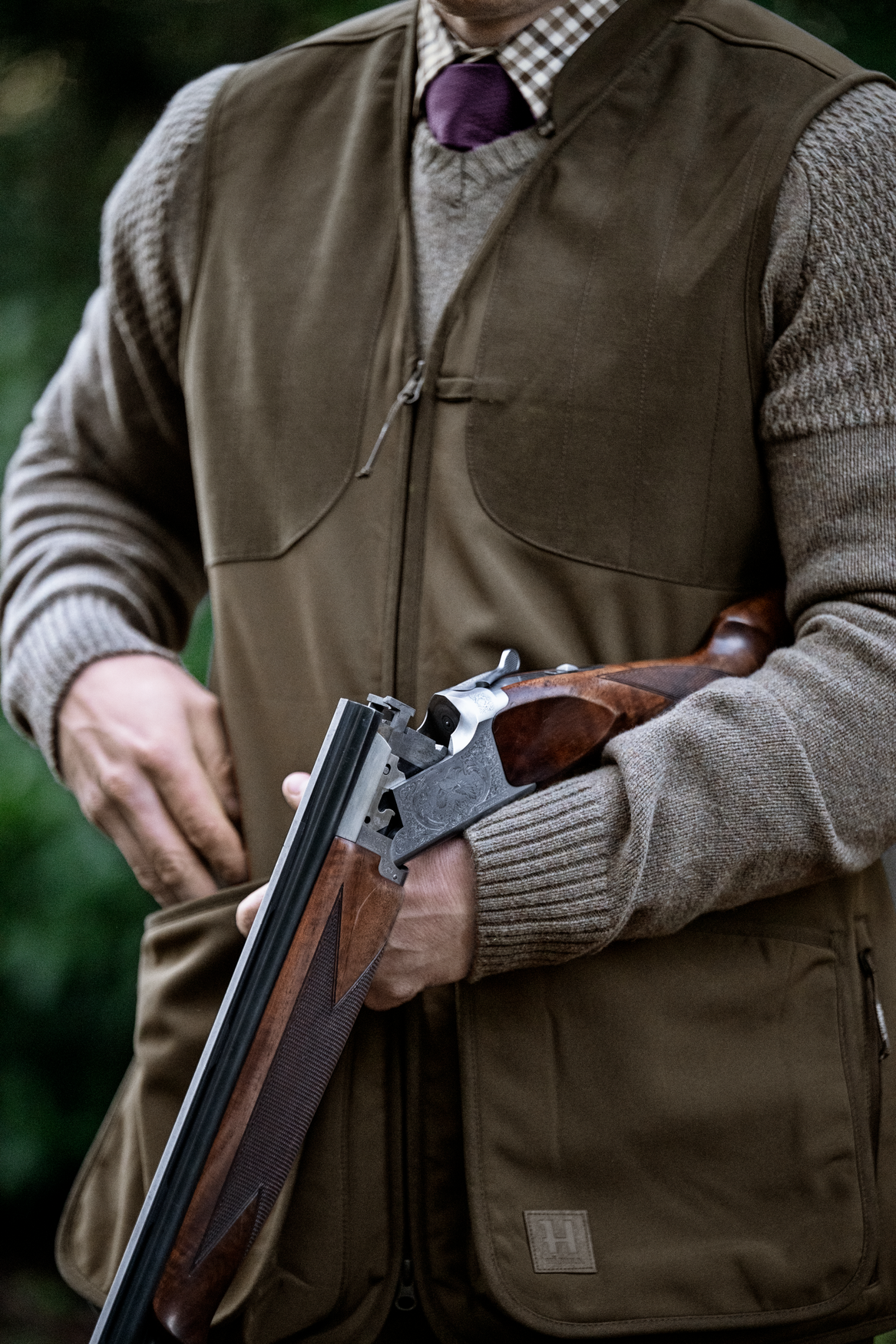 Skye Shooting Waistcoat - Willow Green/Shadow Brown