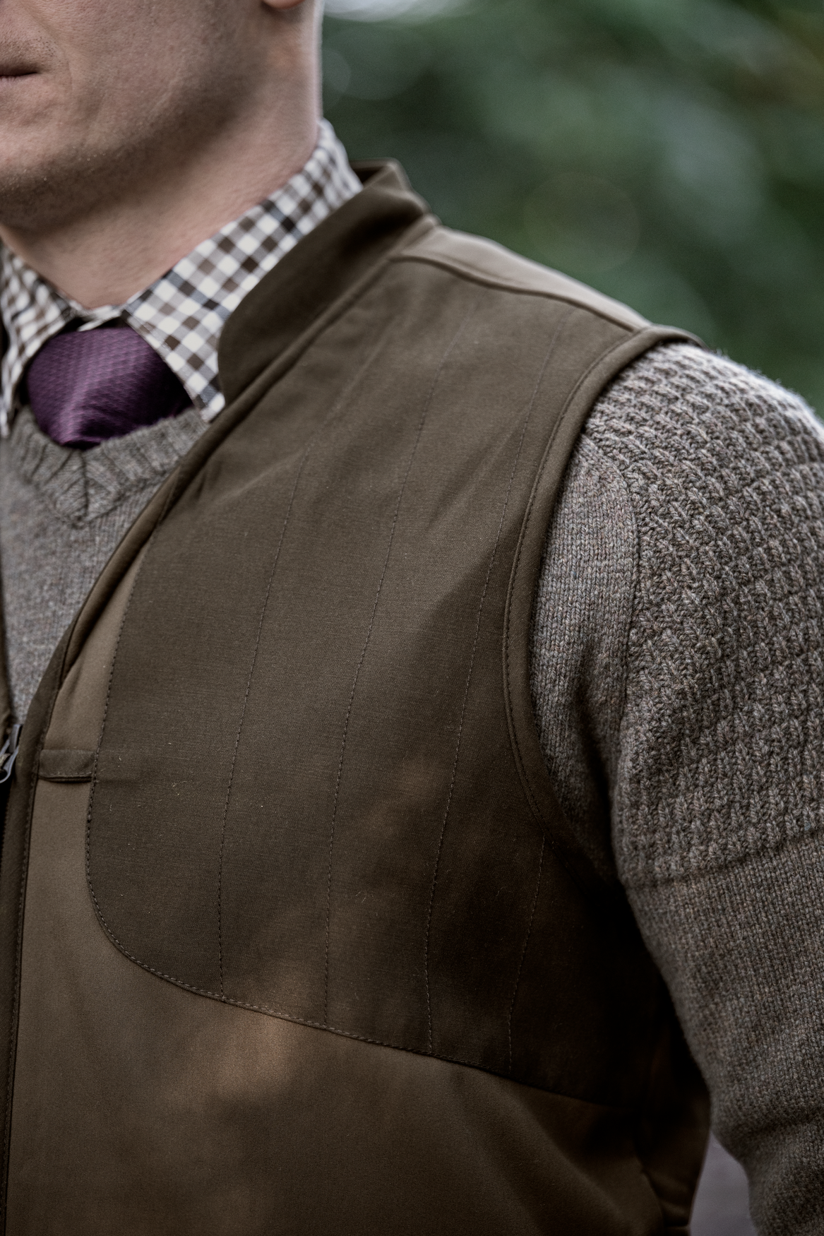 Skye Shooting Waistcoat - Willow Green/Shadow Brown