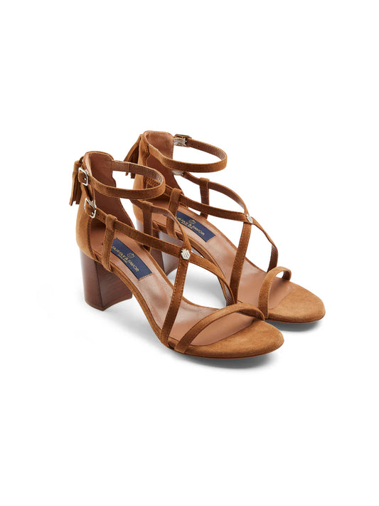 Heeled Brancaster Sandal - Tan Suede