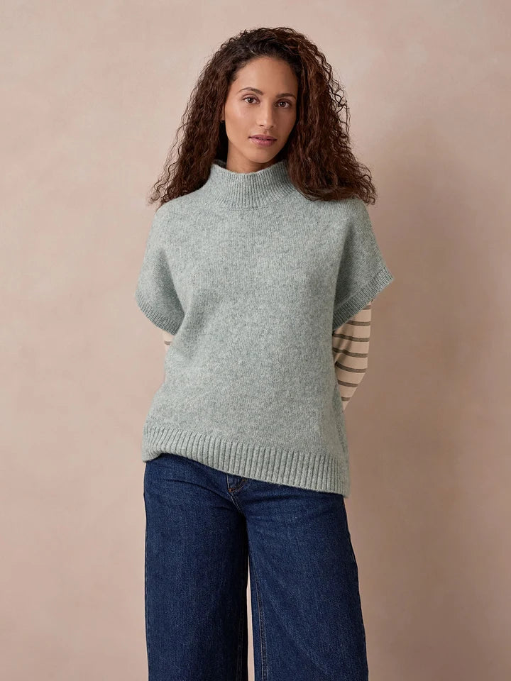 Woolly Funnel Neck Top - Dark Skylight