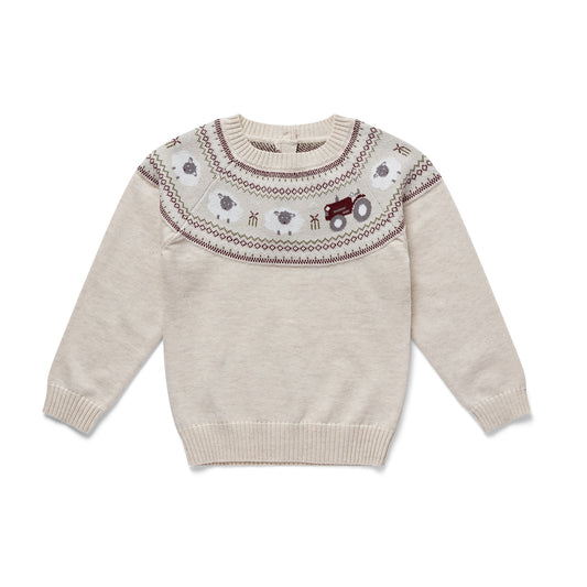 Organic Cotton Sheep Jumper - Oatmeal