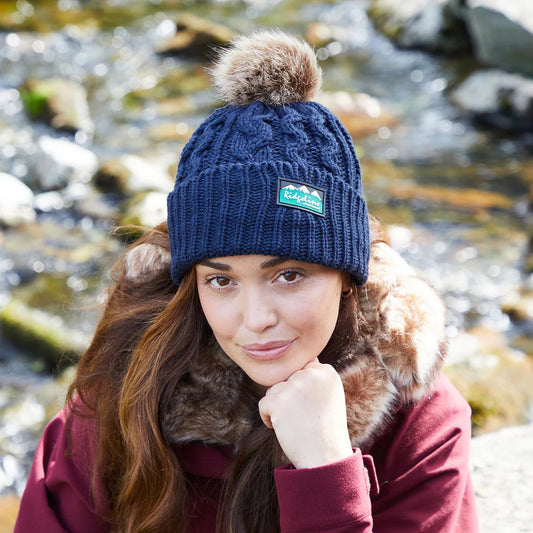 Nordic Fleck Bobble Hat - Navy