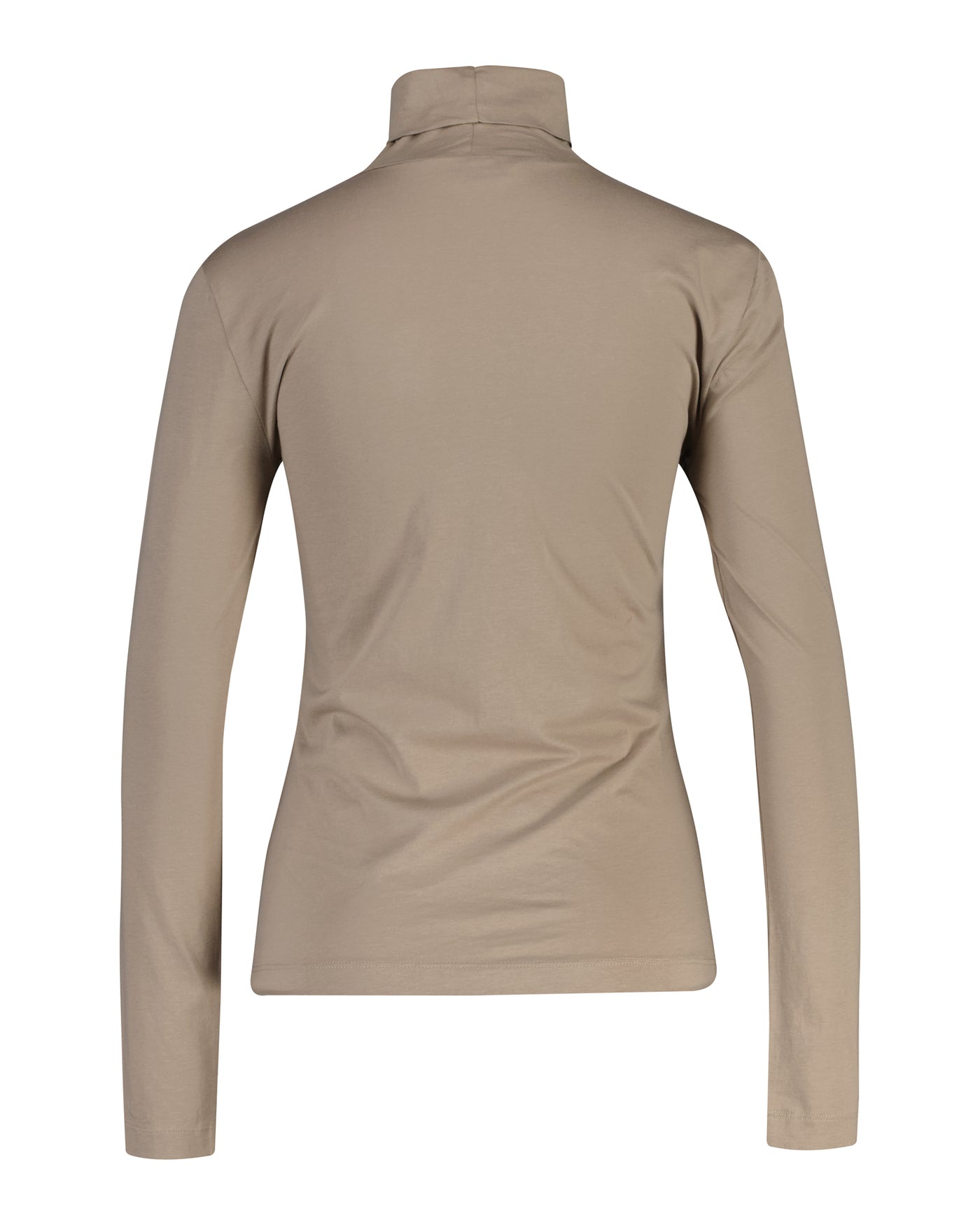 Lightweight Cotton Turtleneck Top - Taupe Beige