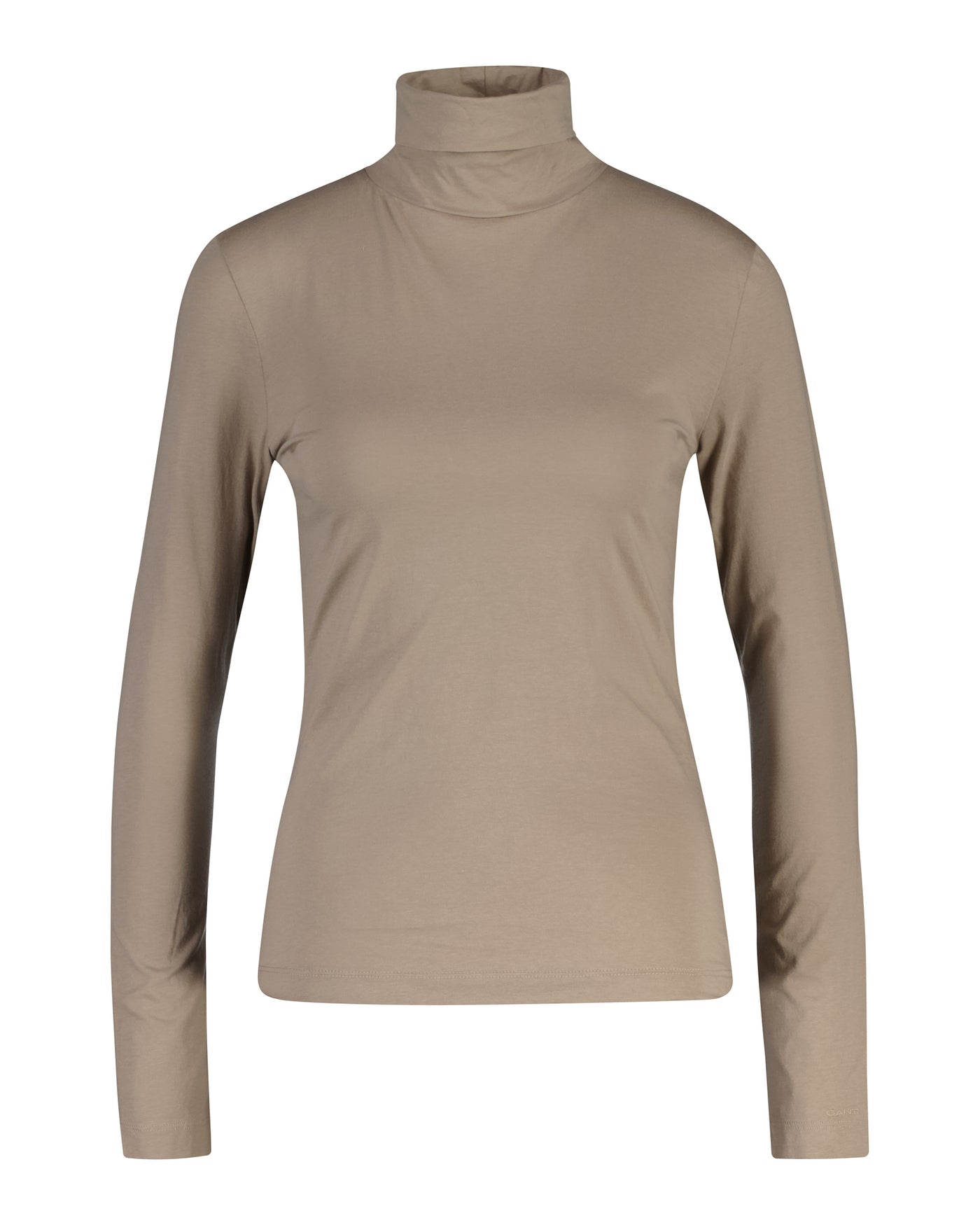 Lightweight Cotton Turtleneck Top - Taupe Beige
