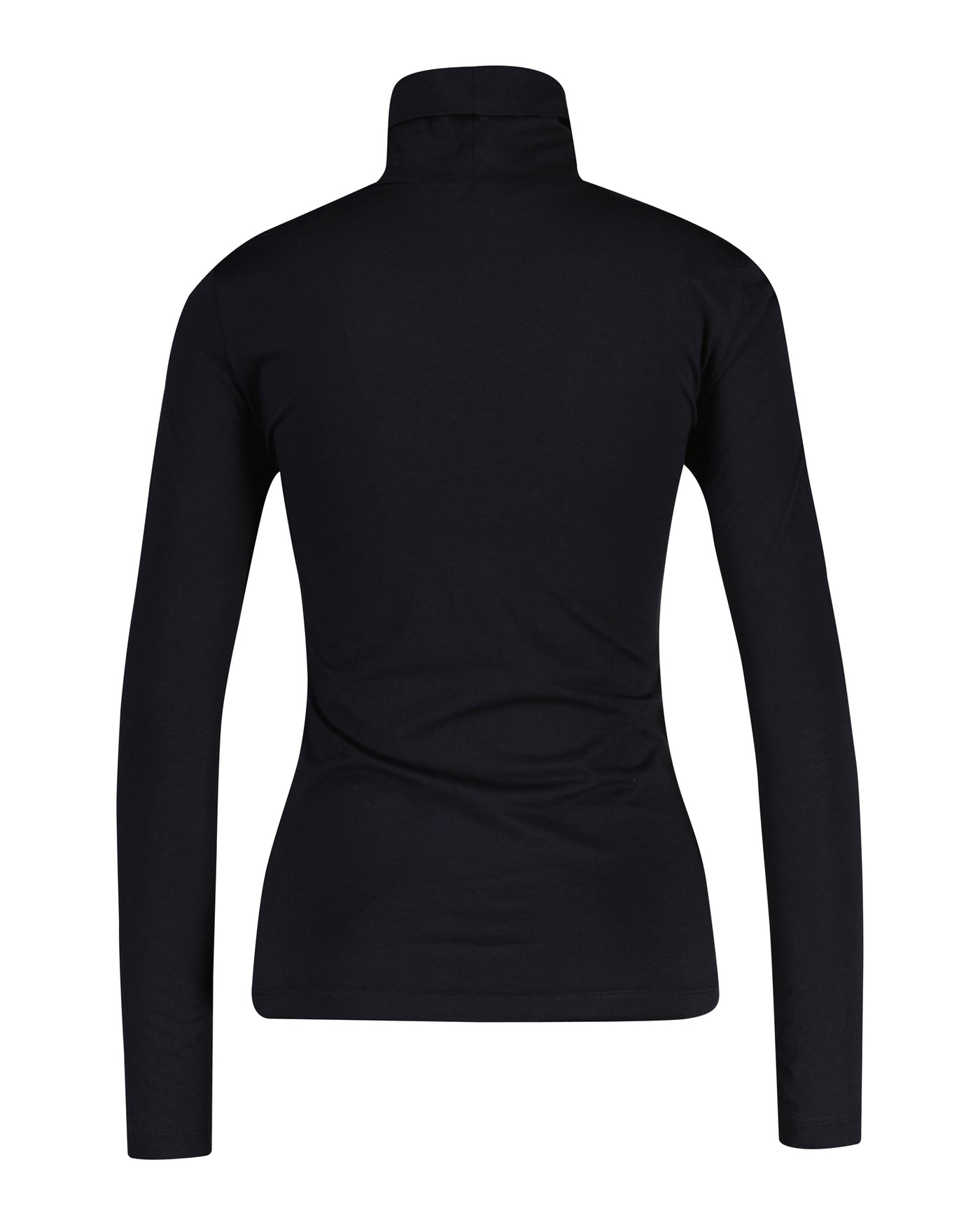Lightweight Cotton Turtleneck Top - Black