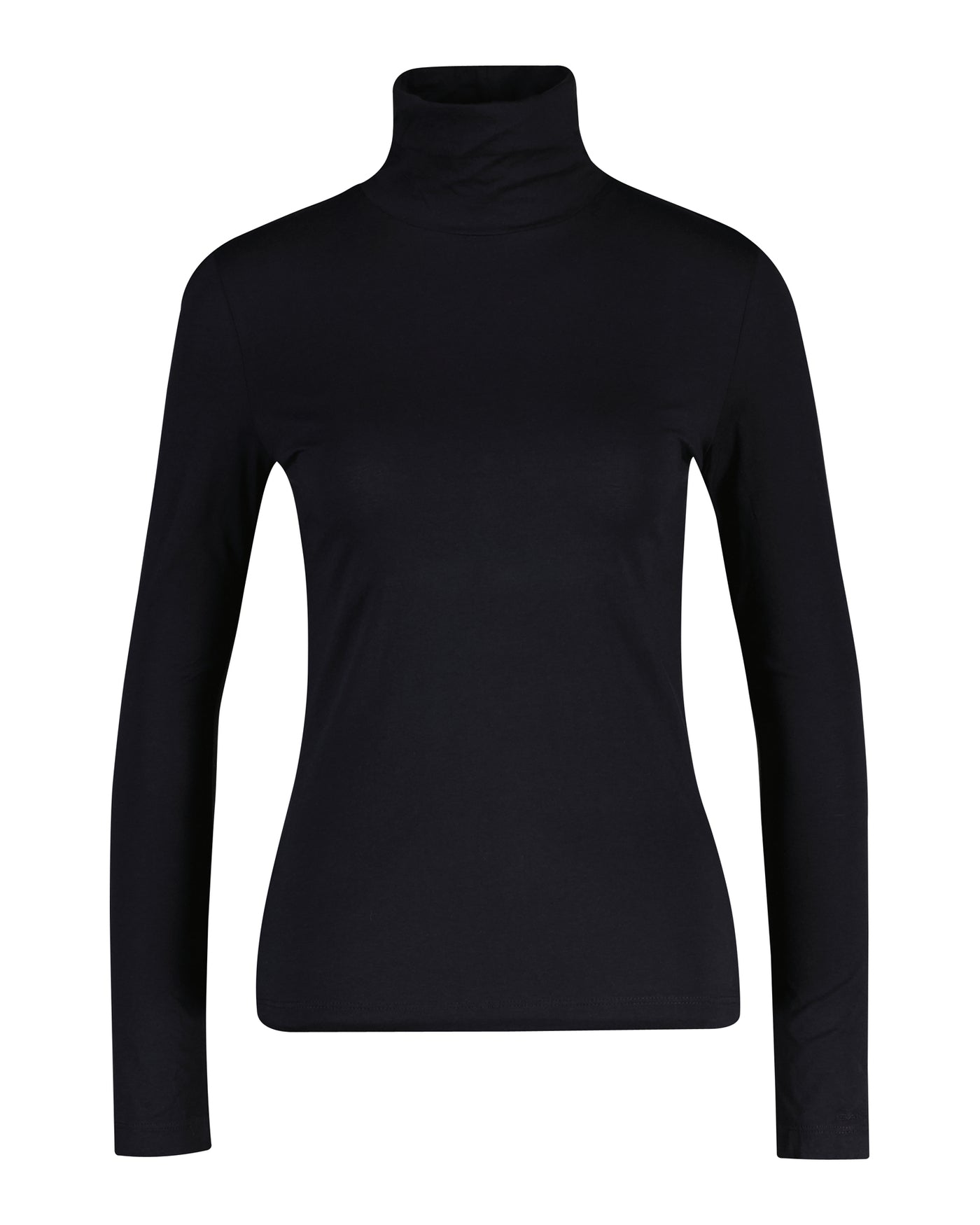 Lightweight Cotton Turtleneck Top - Black