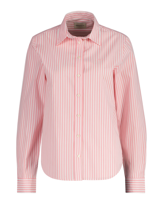 Regular Fit Striped Poplin Shirt - Faded Mint - Geranium Pink