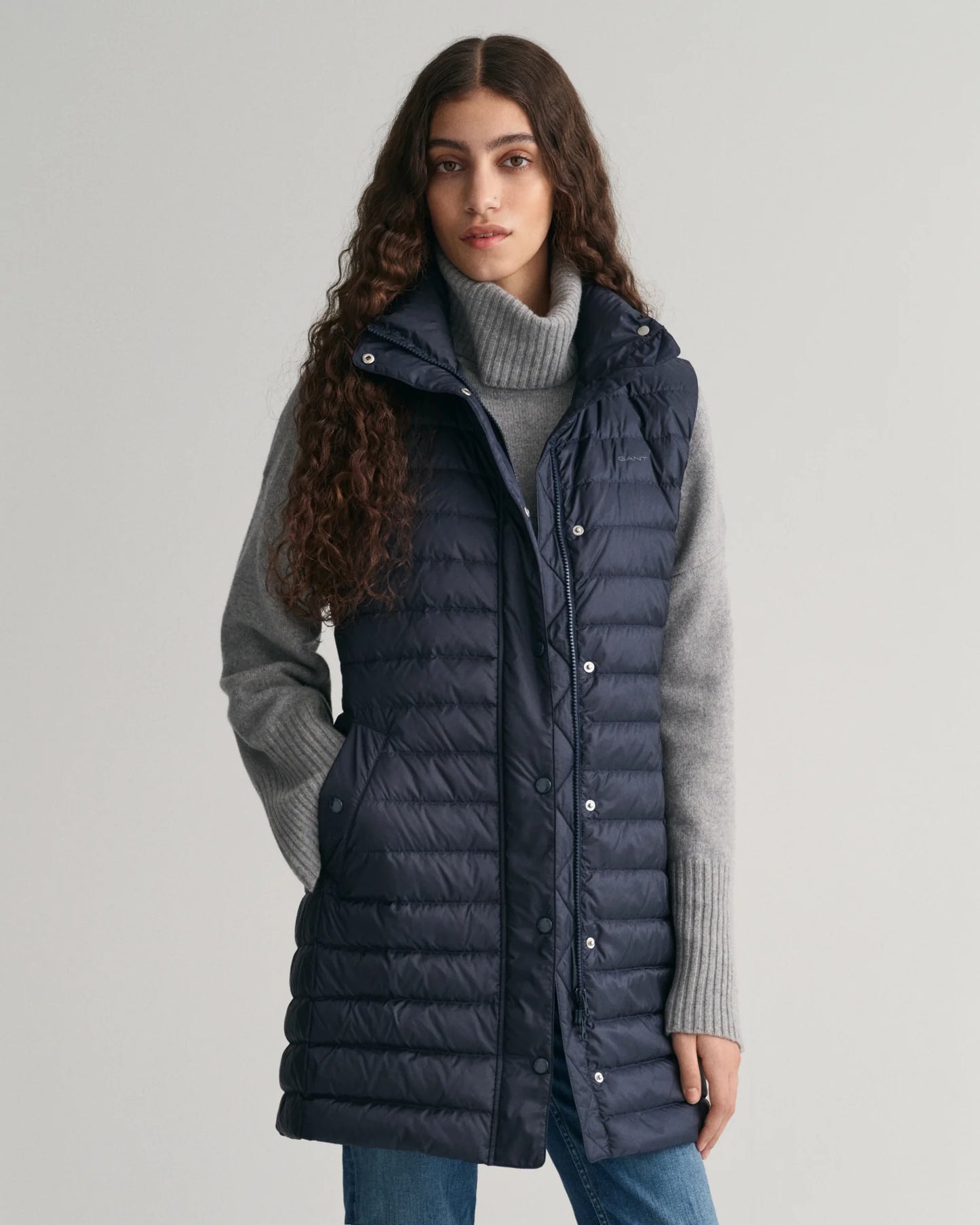 Light Down Long Vest - Evening Blue