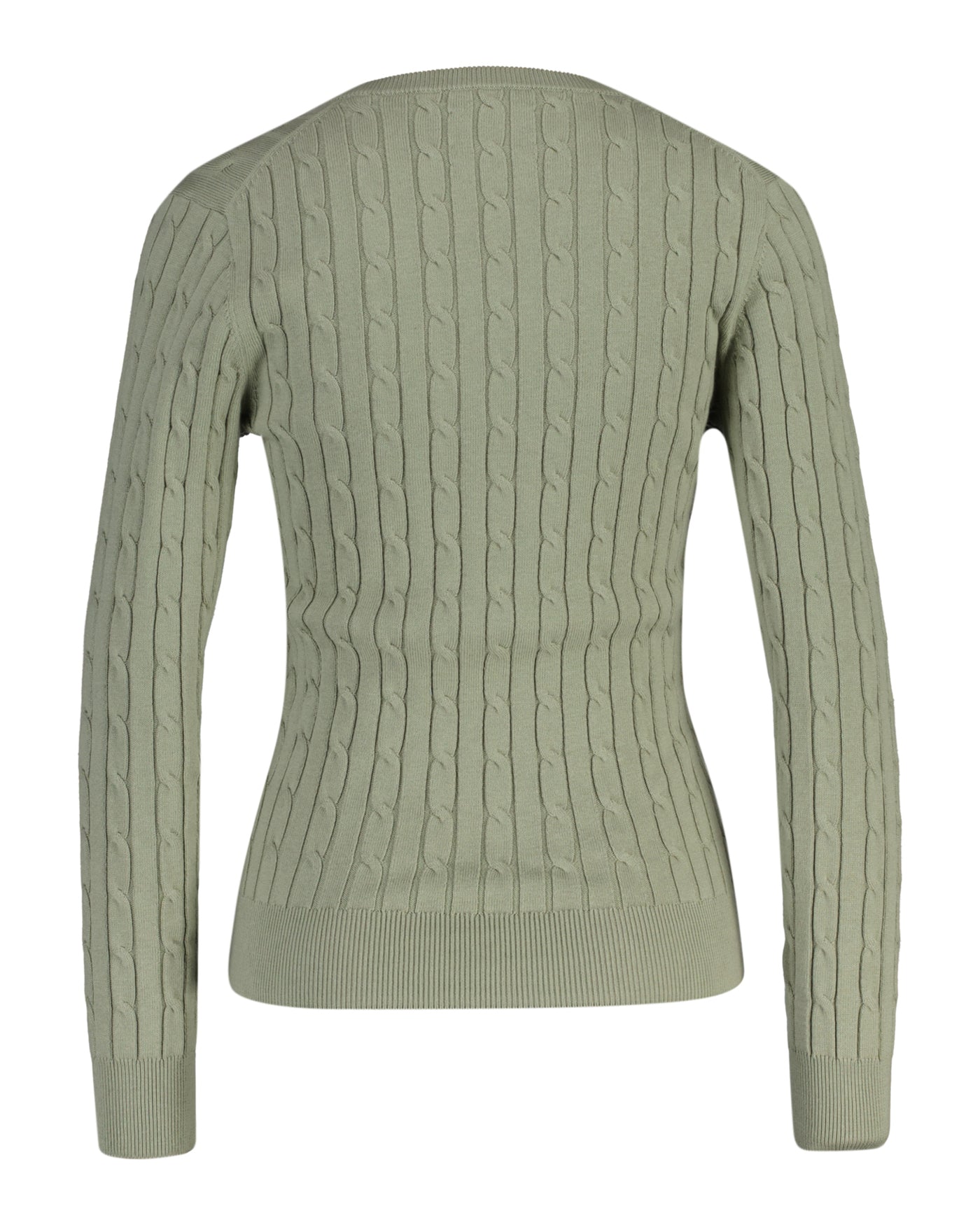 Women's Stretch Cotton Cable Knit V-Neck Sweater - Faded Sage