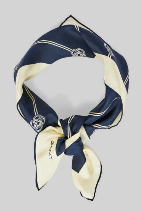 Monogram Striped Silk Scarf - Evening Blue