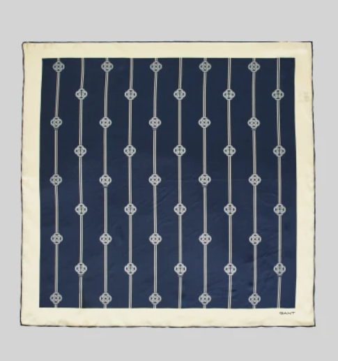 Monogram Striped Silk Scarf - Evening Blue