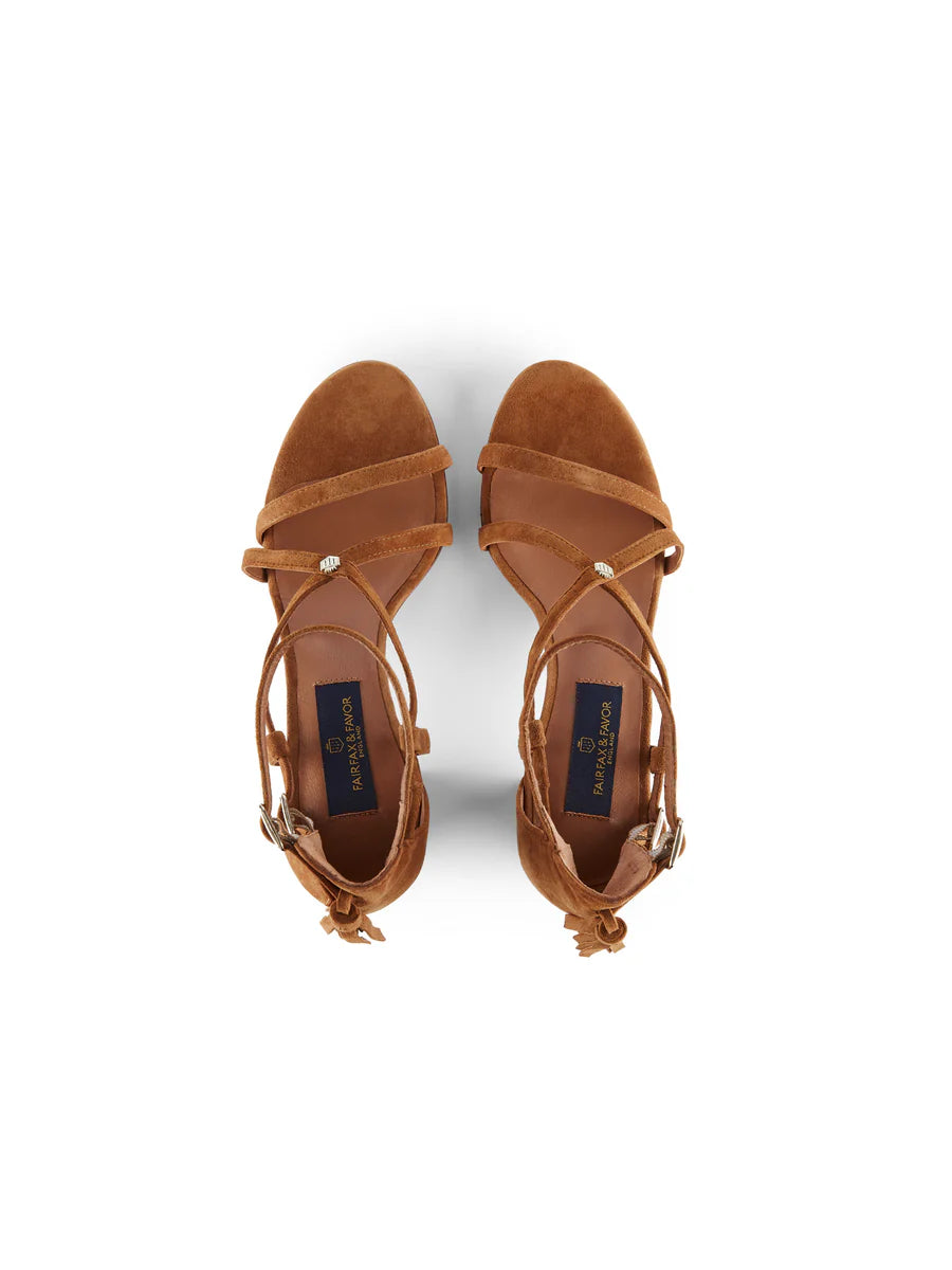 Heeled Brancaster Sandal - Tan Suede