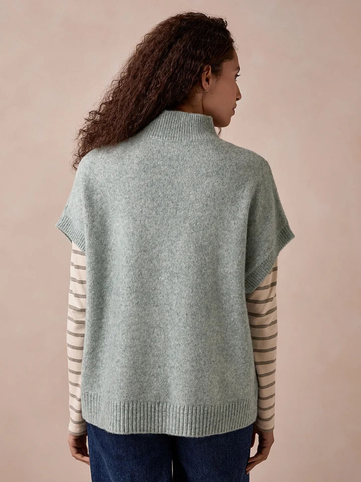 Woolly Funnel Neck Top - Dark Skylight