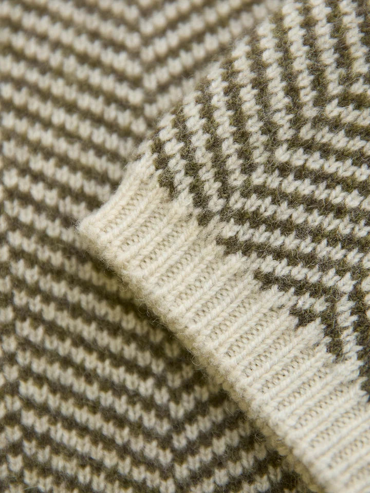 Felted Funnel Neck Jumper - Moss Chevron
