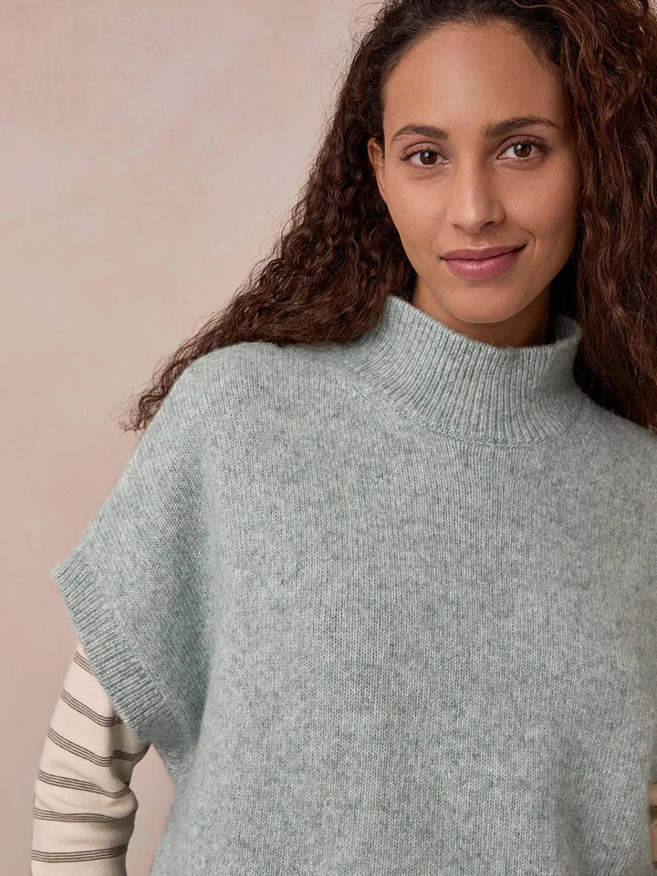 Woolly Funnel Neck Top - Dark Skylight