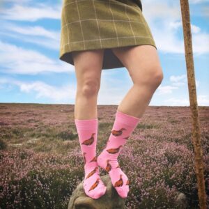 Pink Standing Grouse Socks - Adult