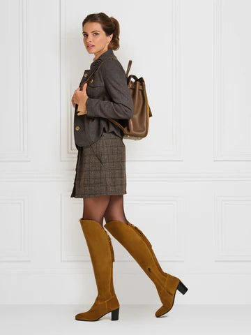 Amira Heeled Over-the-Knee Boot - Tan Suede