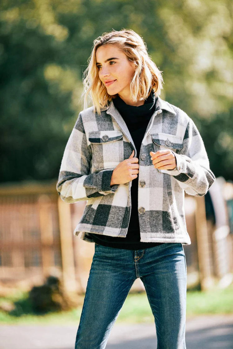 Ashford Shirt Jacket - Heather Grey Plaid