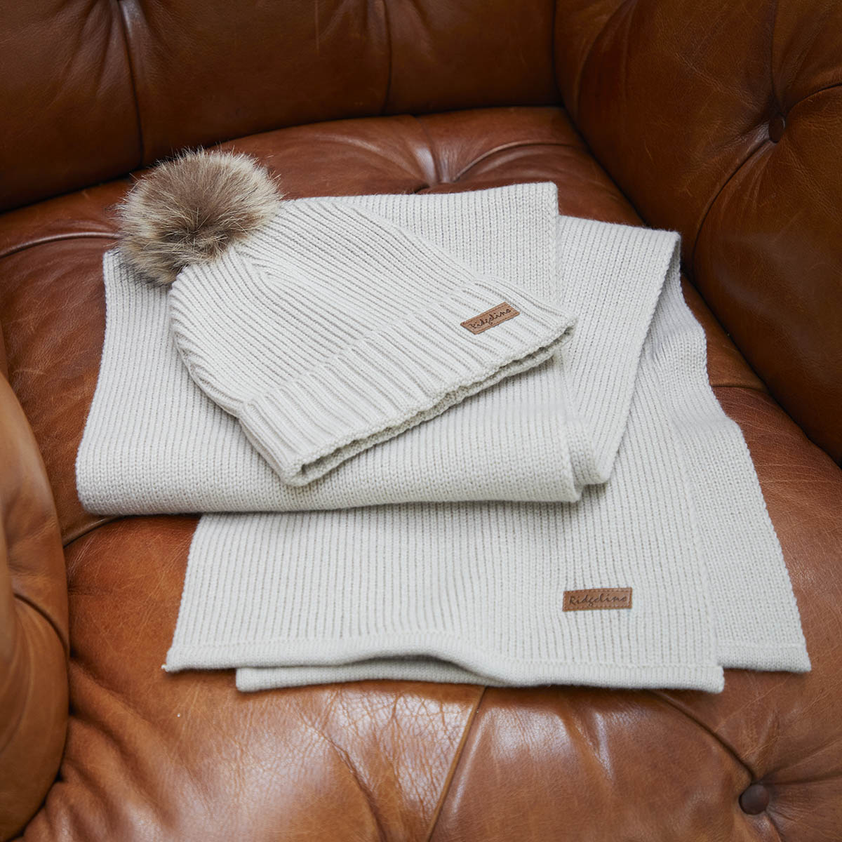 Baltic Bobble Hat & Scarf Set - Sand
