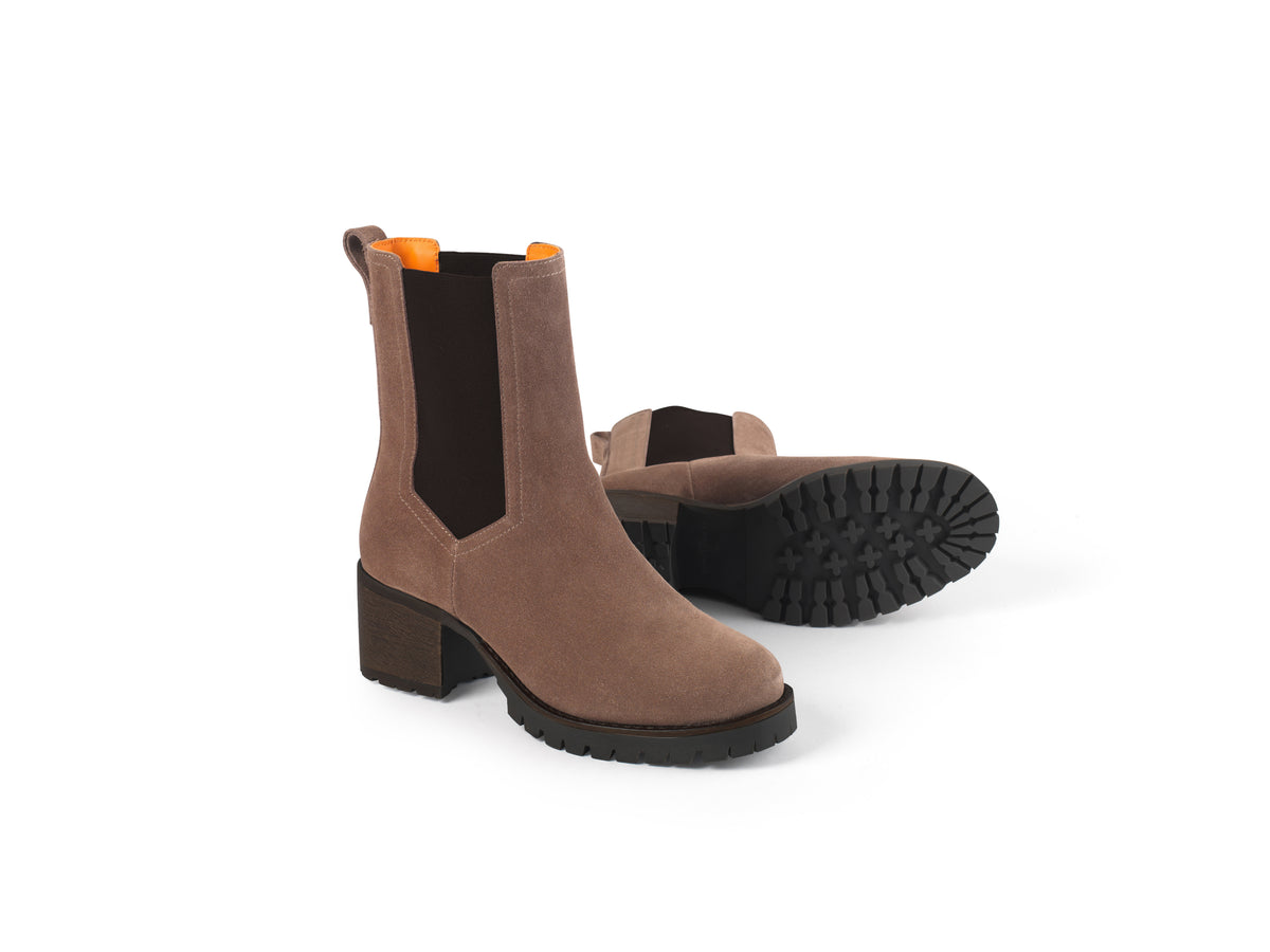 Heeled Boudica - Deep Taupe Suede - STOCKIST EXCLUSIVE