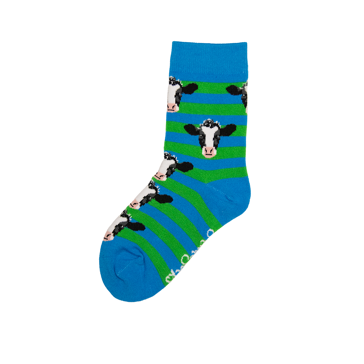 Light Blue & Green Cow Socks - Children's