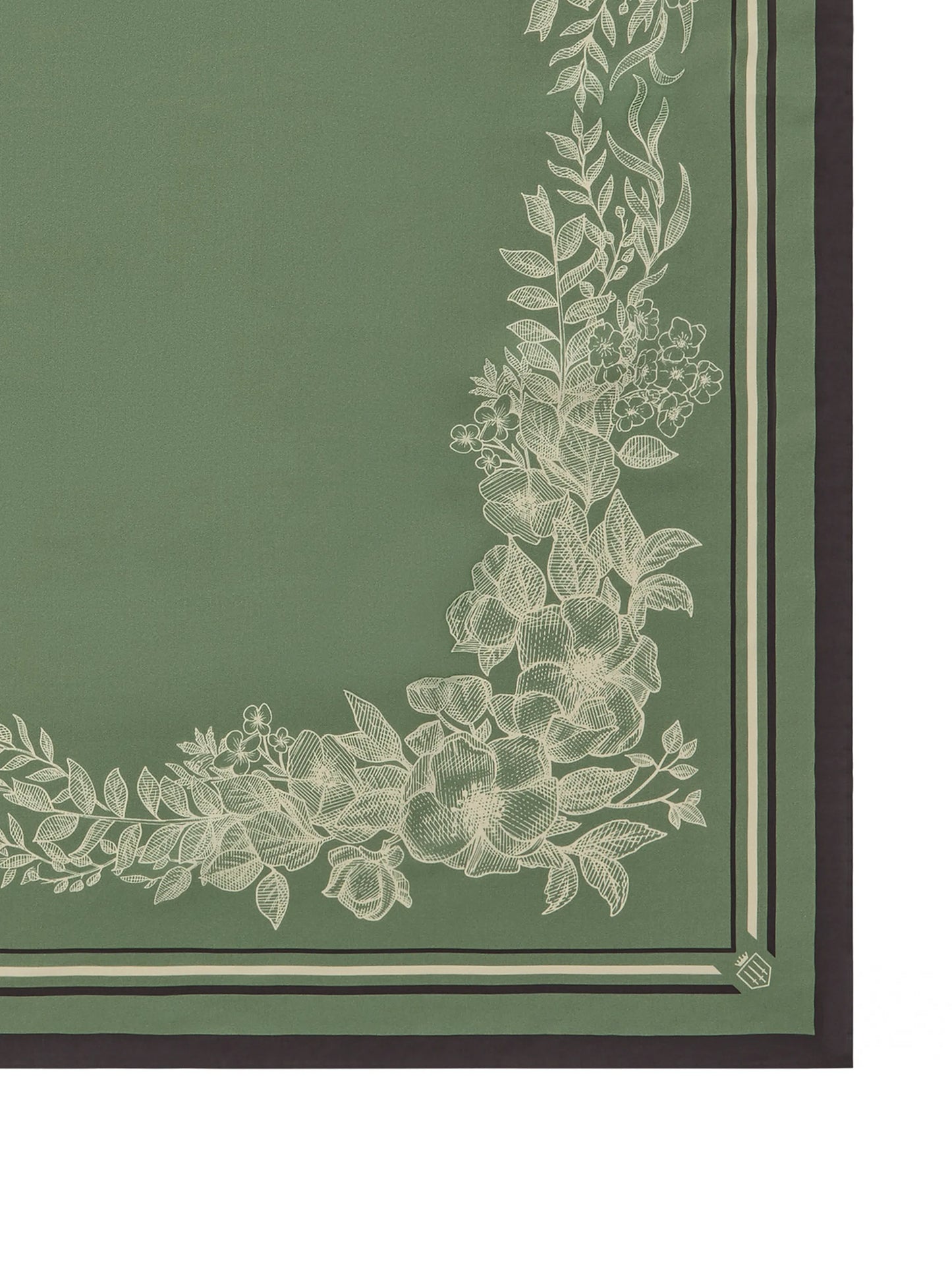 Mannington Silk Scarf - Green/Off White/Black
