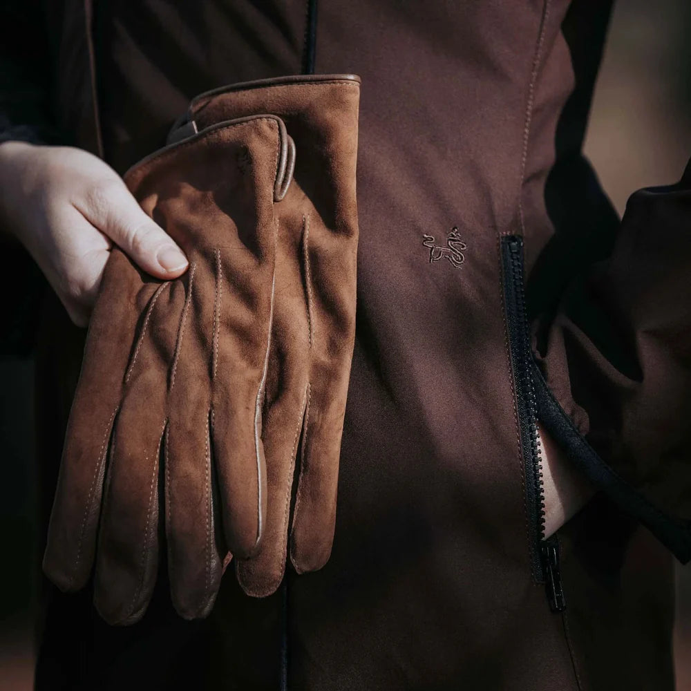 Women's Leather & Suede Driving Gloves - Camel