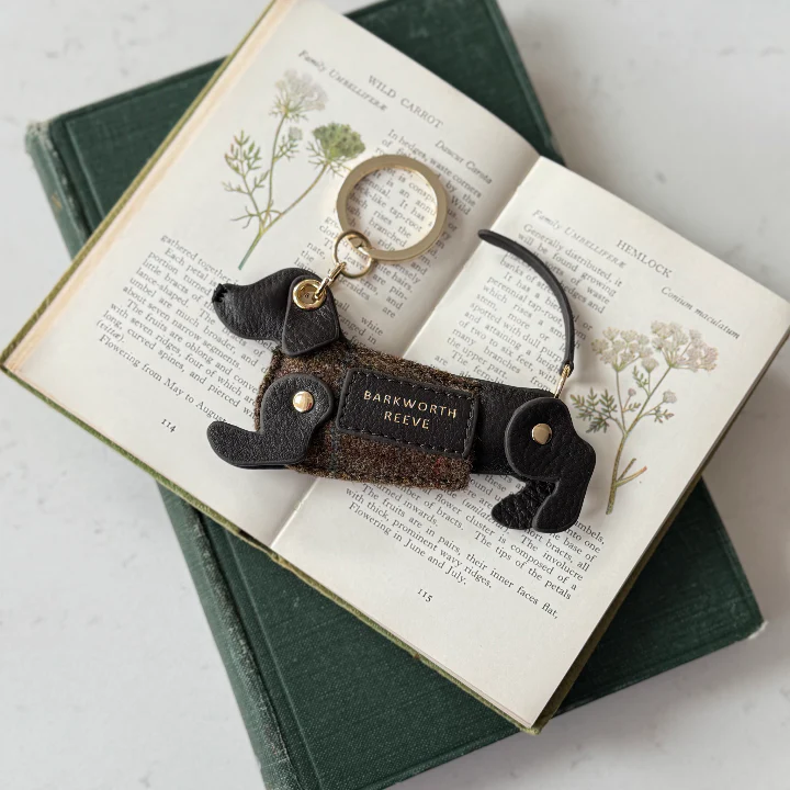 Sausage Dog Keyring - Chocolate & Tweed