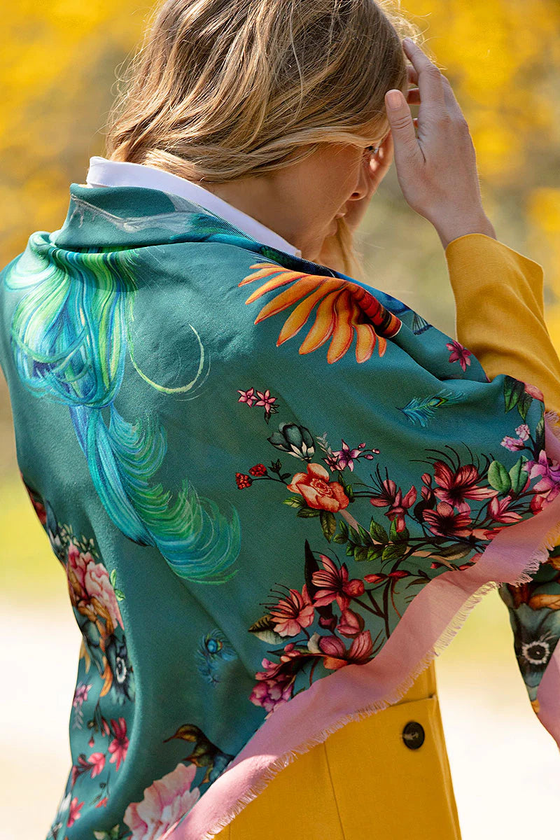 Wool Silk Shawl - Airs & Graces - Willow Green