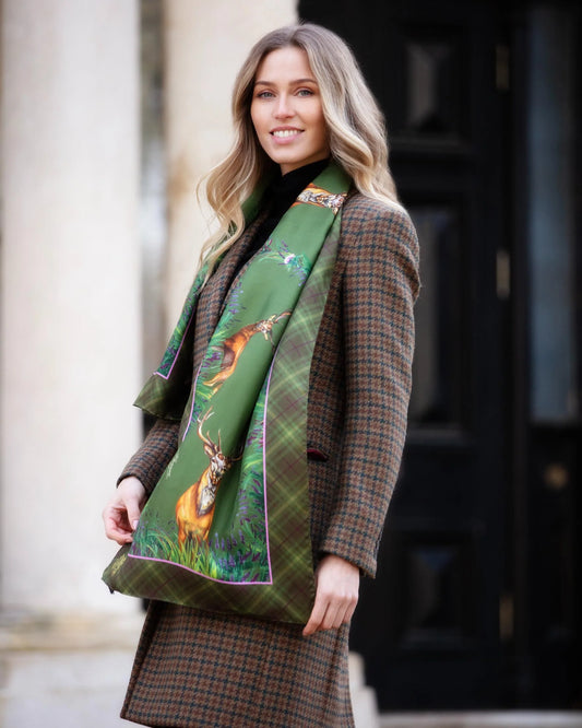 Classic Silk Scarf 'Caledonia' - Moss Green