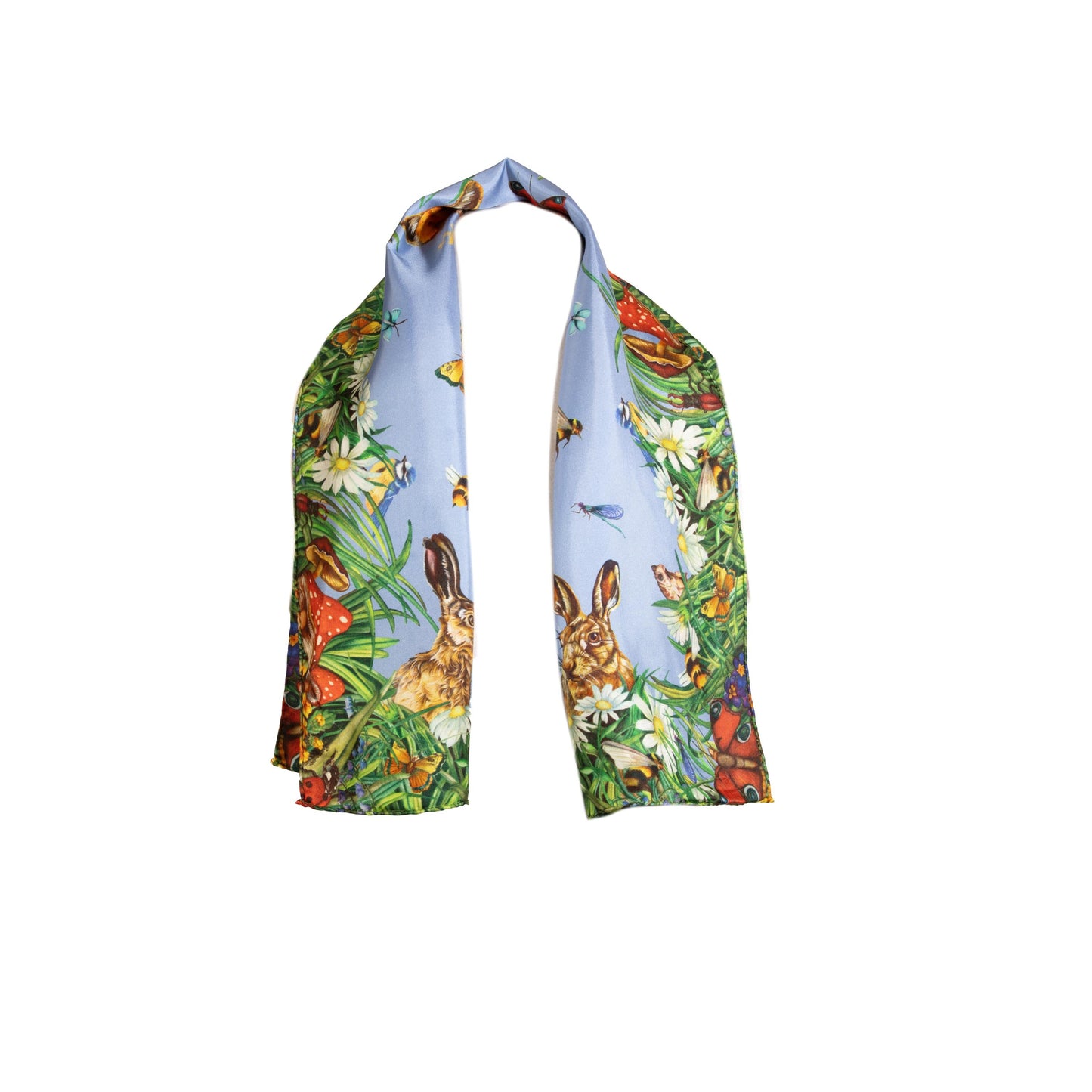 Narrow Silk Scarf 'Spiritual Awakening' - Bluebell