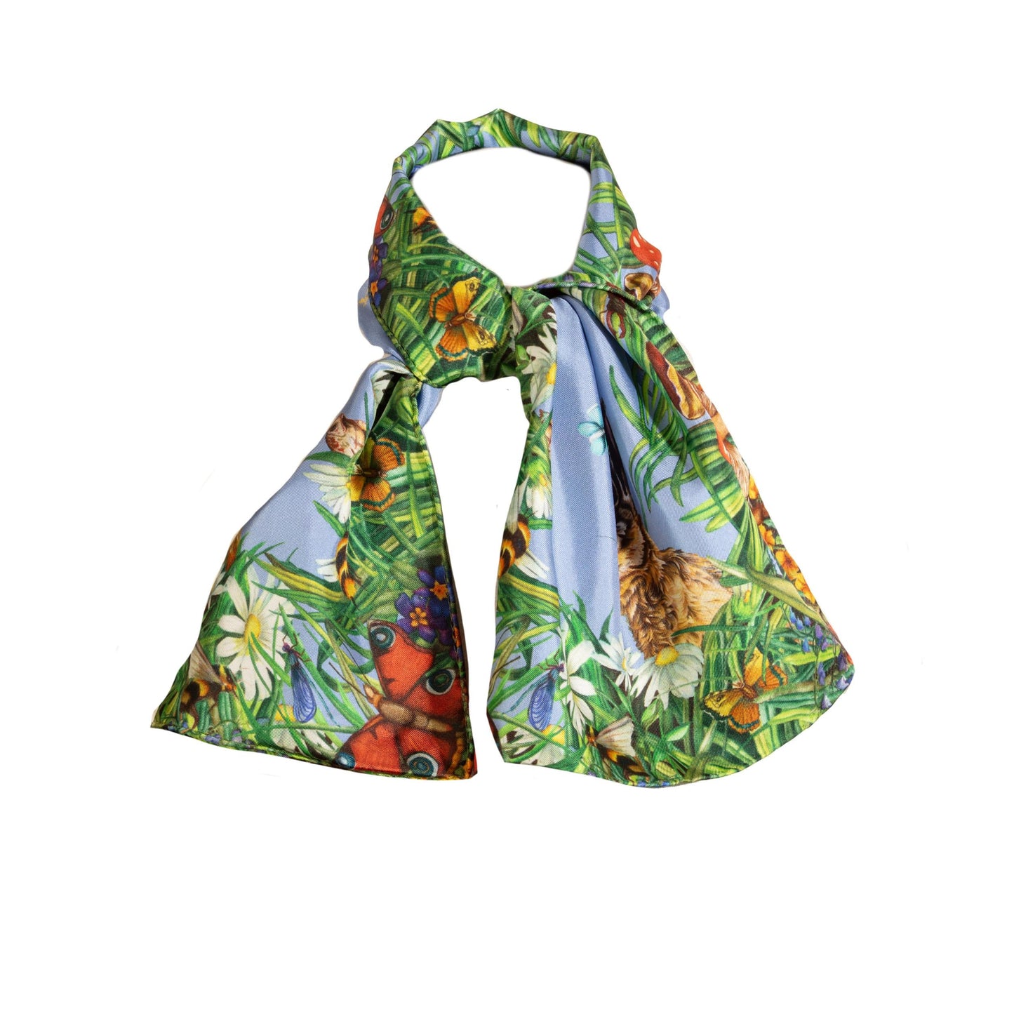 Narrow Silk Scarf 'Spiritual Awakening' - Bluebell