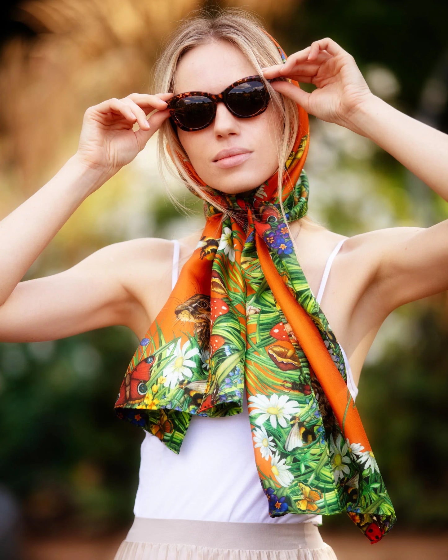 Classic Silk Scarf 'Spiritual Awakening' - Saffron