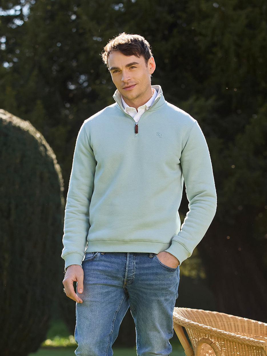 Tuckenhay Unisex Quarter Zip - Duck Egg - LIMITED EDITION