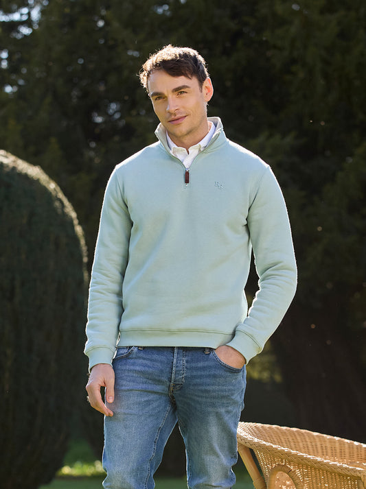 Tuckenhay Unisex Quarter Zip - Duck Egg - LIMITED EDITION