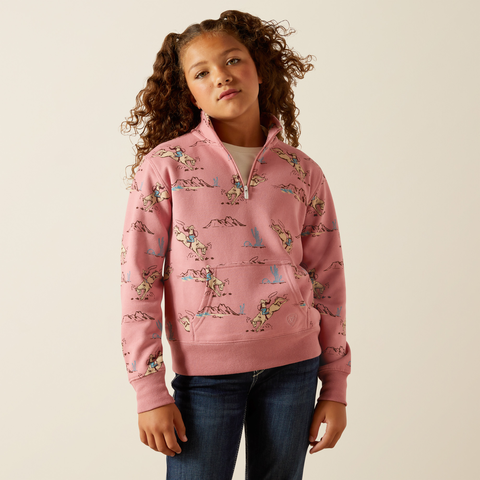 Girls' Bronc Scene 1/4 Zip Sweatshirt - Bronc Toile