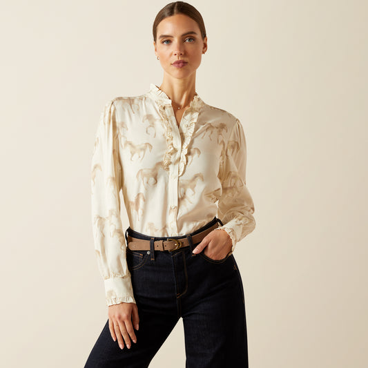 Cricklade Blouse - Watercolour Horse Print