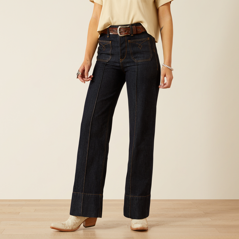 Ultra High Rise Tomboy Western Utility Wide Leg Jean - Rinse