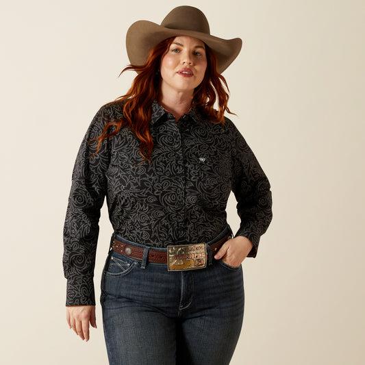 Kirby Stretch Western Shirt - Black Boot Stitch
