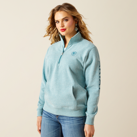 Foundation Logo 1/2 Zip Sweatshirt - Teal Heather