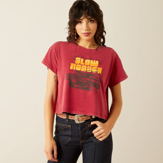 Sendero Slow Horses T-Shirt - Biking Red Mineral Wash