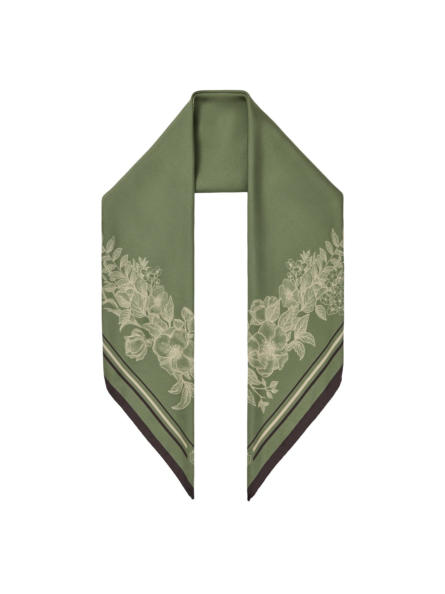 Mannington Silk Scarf - Green/Off White/Black