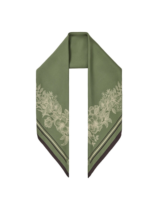 Mannington Silk Scarf - Green/Off White/Black