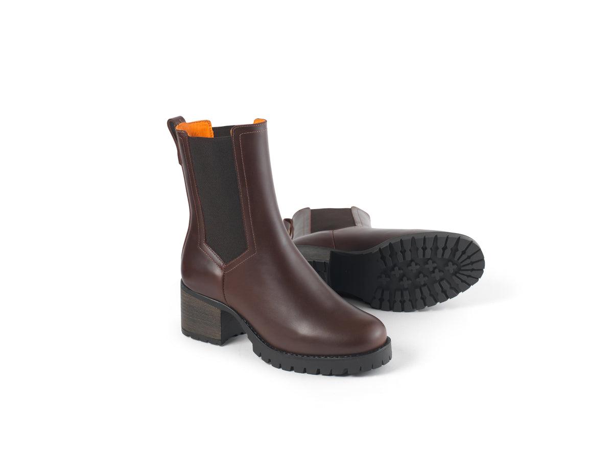 Heeled Boudica - Mahogany Leather