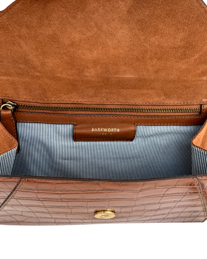 Foxley Clutch Bag - Tan Croc Embossed Leather