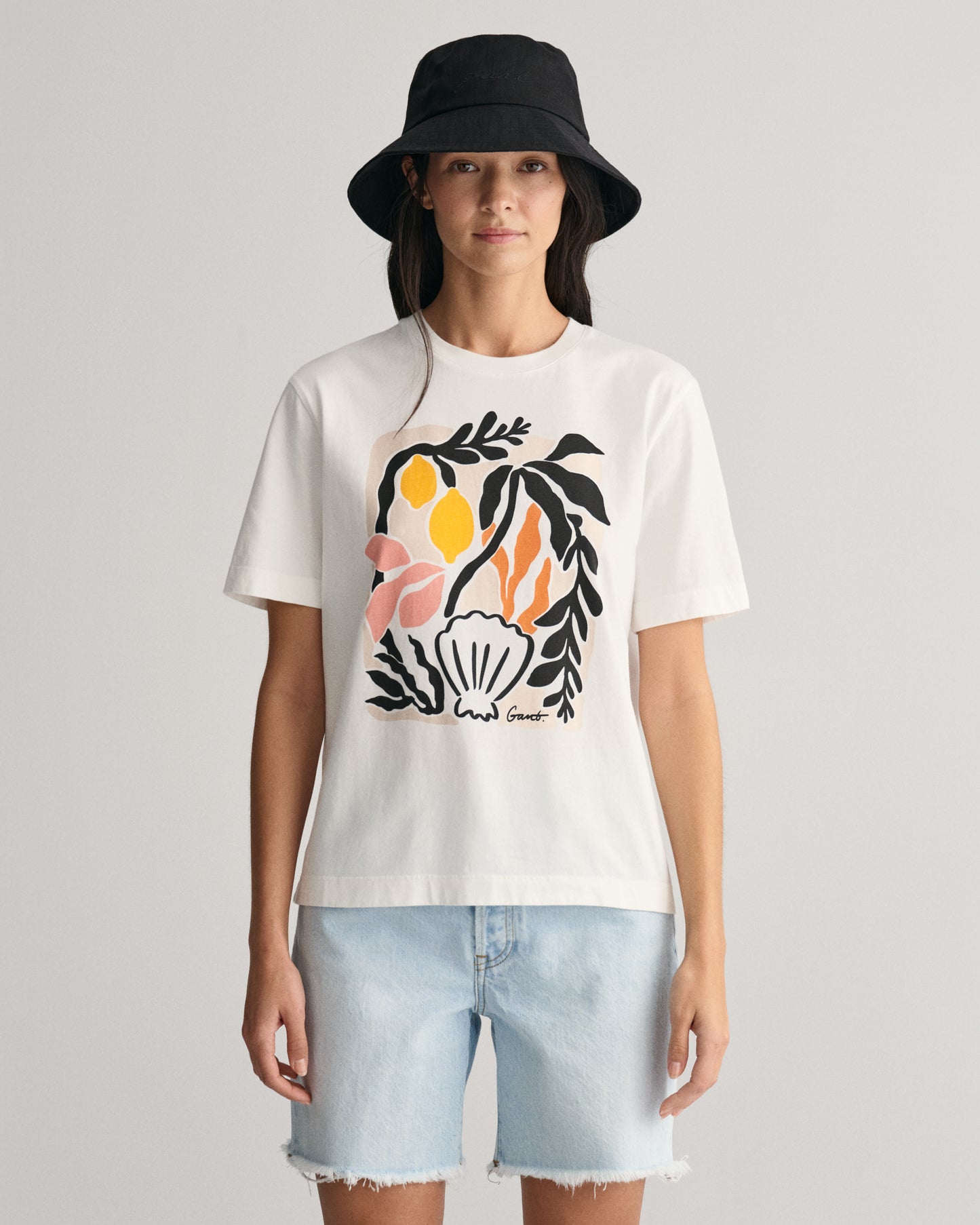 Palm Print T-Shirt - Eggshell