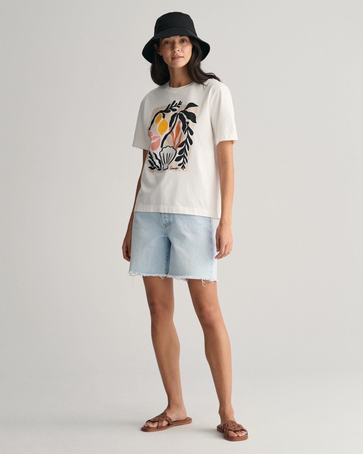 Palm Print T-Shirt - Eggshell